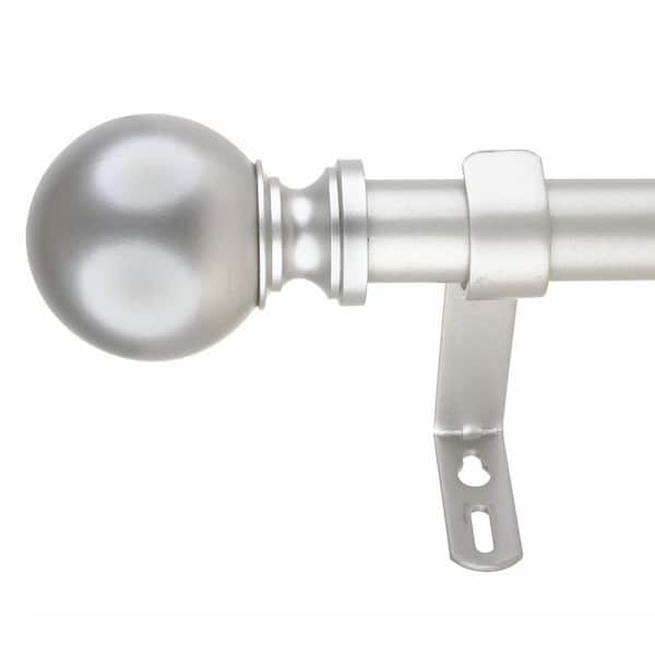 Decopolitan Classic Ball 18 in. - 36 in. Adjustable Curtain Rod 1 in. in Antique Silver with Finial