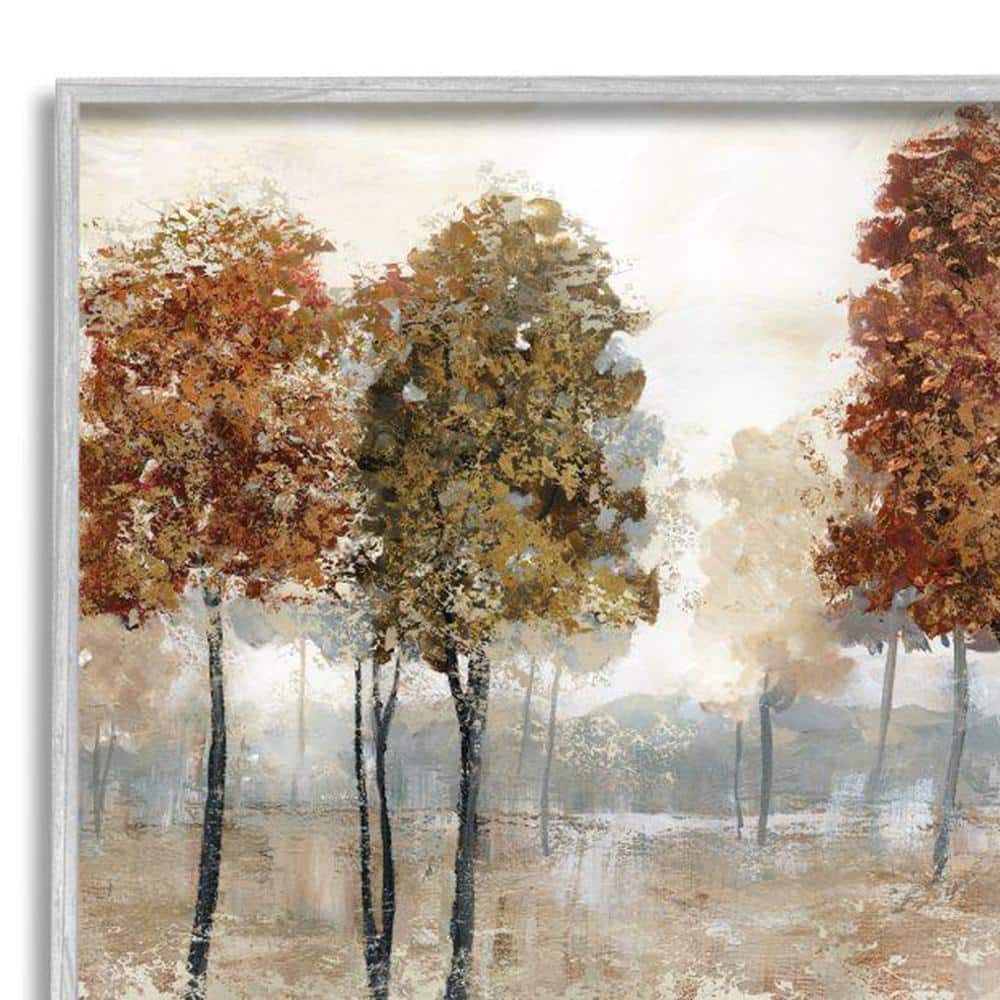 Autumn Orchard Landscape Print on Canvas with Gray Frame