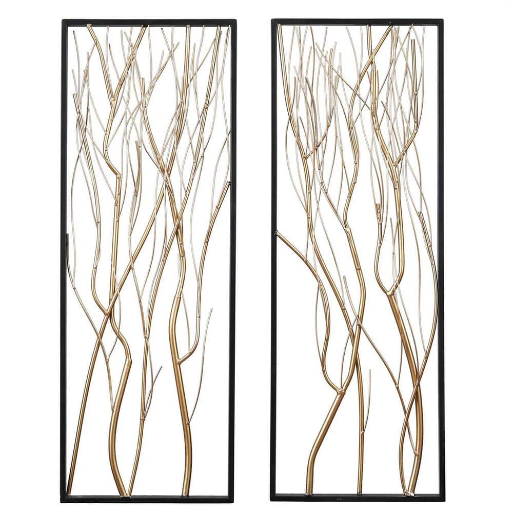 LuxenHome Metal and Wood Geometric Abstract Wall Art WHA1237 - The Home  Depot