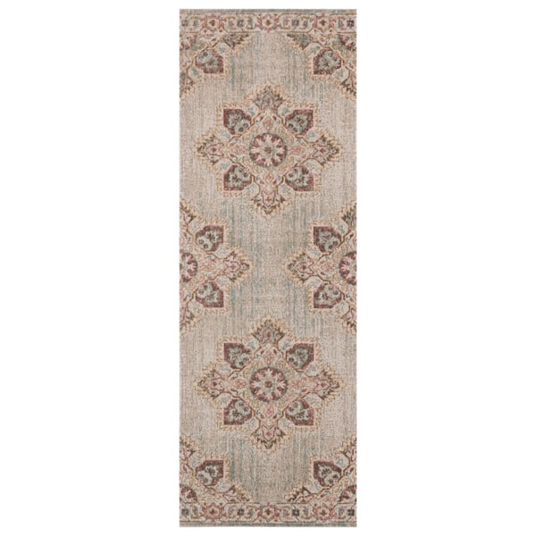 Amer Rugs Eternal 2 ft. 7 in. x 7 ft. 6 in. Beige/Sand Medallion Pattern Runner Rug for High Traffic Entryway Kitchen Hallway