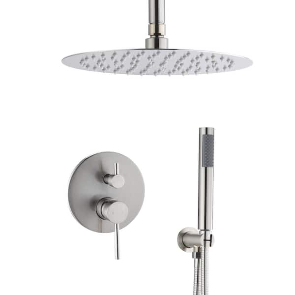 UKISHIRO Single-Handle 3-Spray 2.5 GPM 10 in. Shower Faucet in Brushed Nickel (Valve Included)