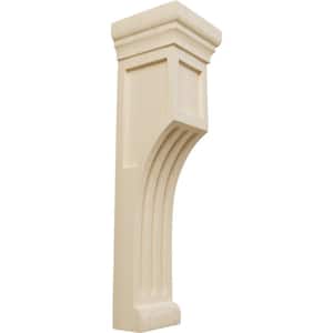 4 in. x 4 in. x 14 in. Unfinished Wood Rubberwood Recessed Groove Corbel