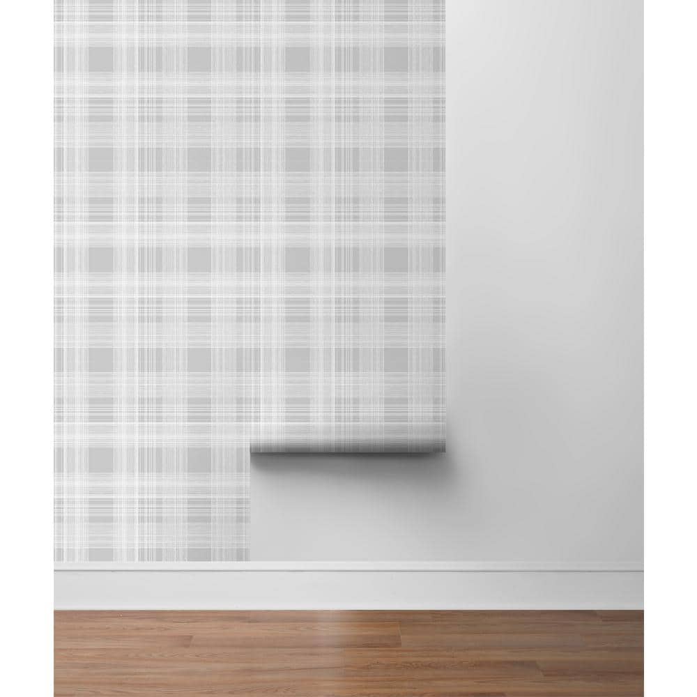Harbor Grey Plaid Peel and Stick Vinyl Wallpaper
