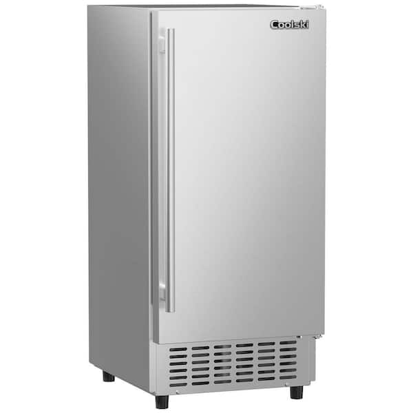 15 in. 130 lbs. /24H Undercounter Full Size Cubes Ice Maker in Silver, Bulit-in/Freestanding, Auto-Cleaning