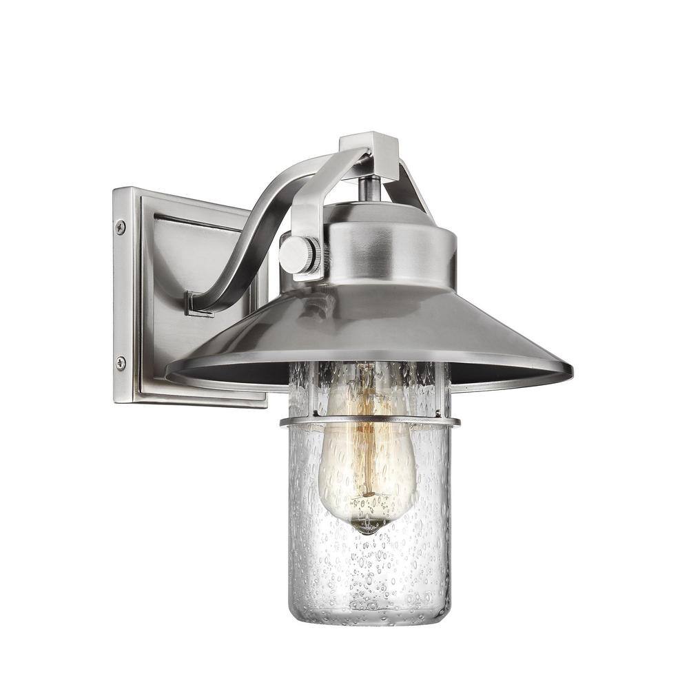 Painted Brushed Steel Outdoor Wall Lantern with Clear Seeded Glass