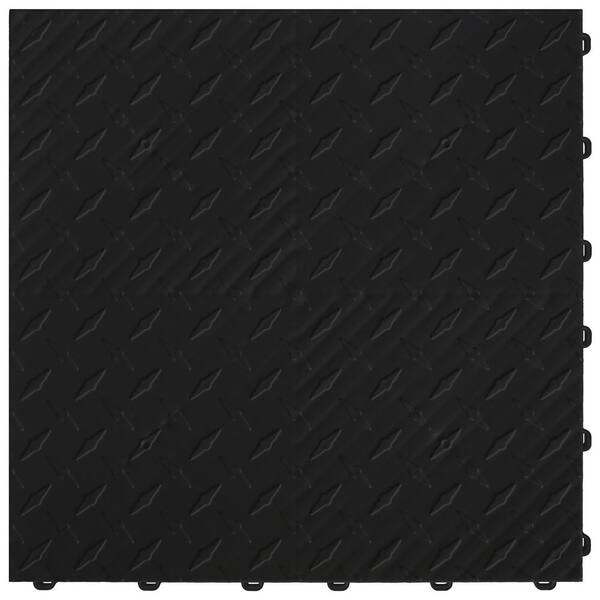 Swisstrax 15.75 in. x 15.75 in. Jet Black Diamond Trax 25-Tile Modular Flooring Pack (43 sq. ft./case)