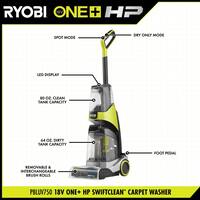 ONE+ HP 18V Cordless SWIFTClean Rug and Carpet Cleaner Machine (Tool Only) w/ (2) Brush Rolls and OXY Cleaning Solution