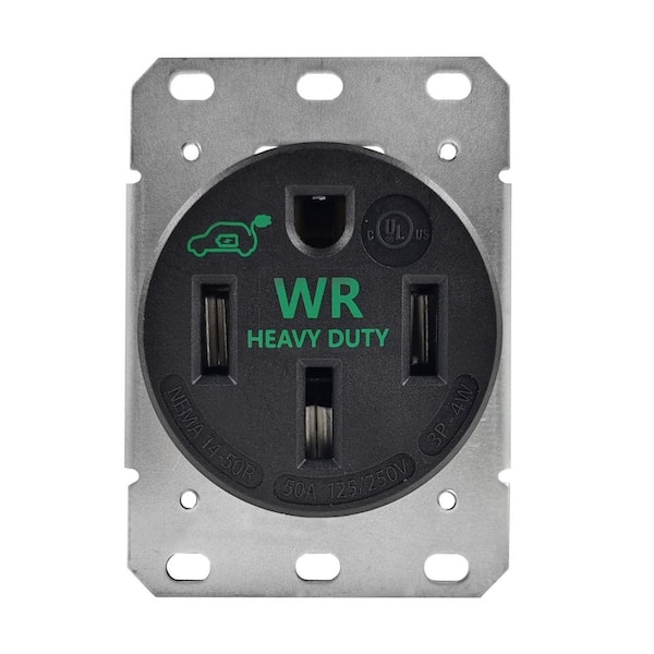NEMA 14-50R 50A 125/240V Outdoor Heavy-Duty EV Plus RV Charging Outlet/Receptacle (UL Listed)