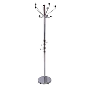 New Spec Coat Rack SIlver Metal Powder Coating Combination Brown Wooden with Swivel Feature
