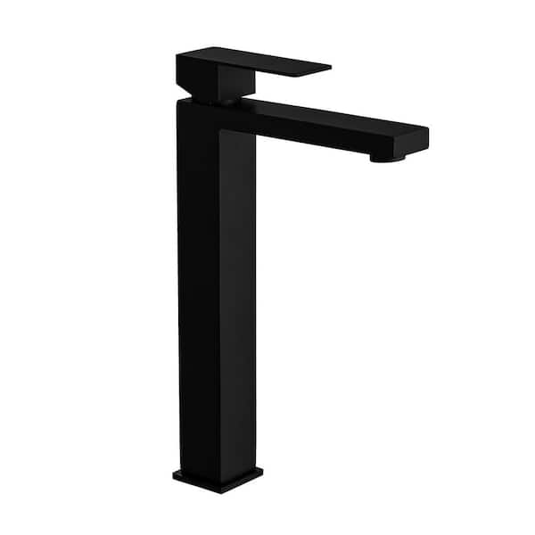 Single Handle Single Bathroom Sink Faucet with Overflow Pop Up Drain in Black (1-Pack)
