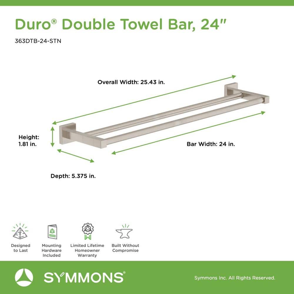 Duro 24" Satin Nickel Wall Mounted Double Towel Bar