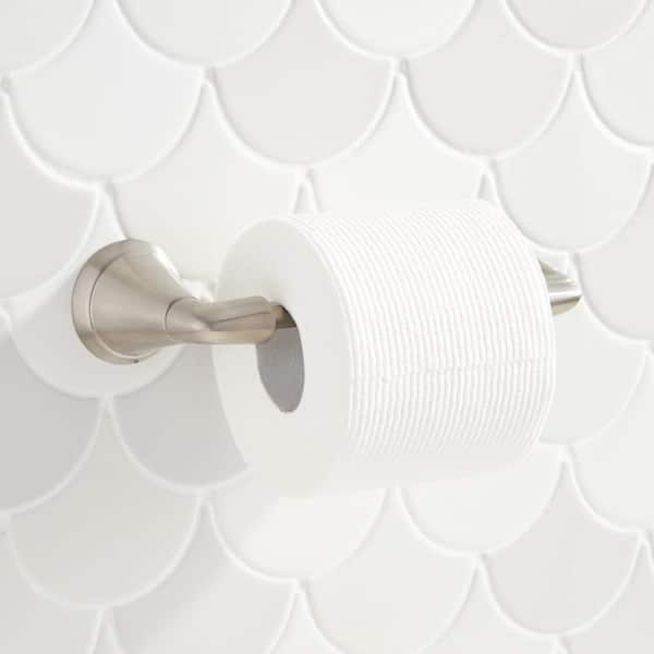 SIGNATURE HARDWARE Provincetown Wall Mounted Toilet Paper Holder in Brushed Nickel