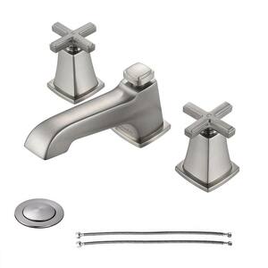 8 in. Widespread Double Handle Bathroom Faucet with Pop Up Drain in Brushed Nickel