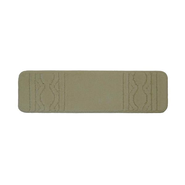 RugStylesOnline Maximus Trellis Border Cream ​ 8.5 in. x 30 in. Indoor Carpet Stair Tread Cover Slip Resistant Backing (Set of 7)