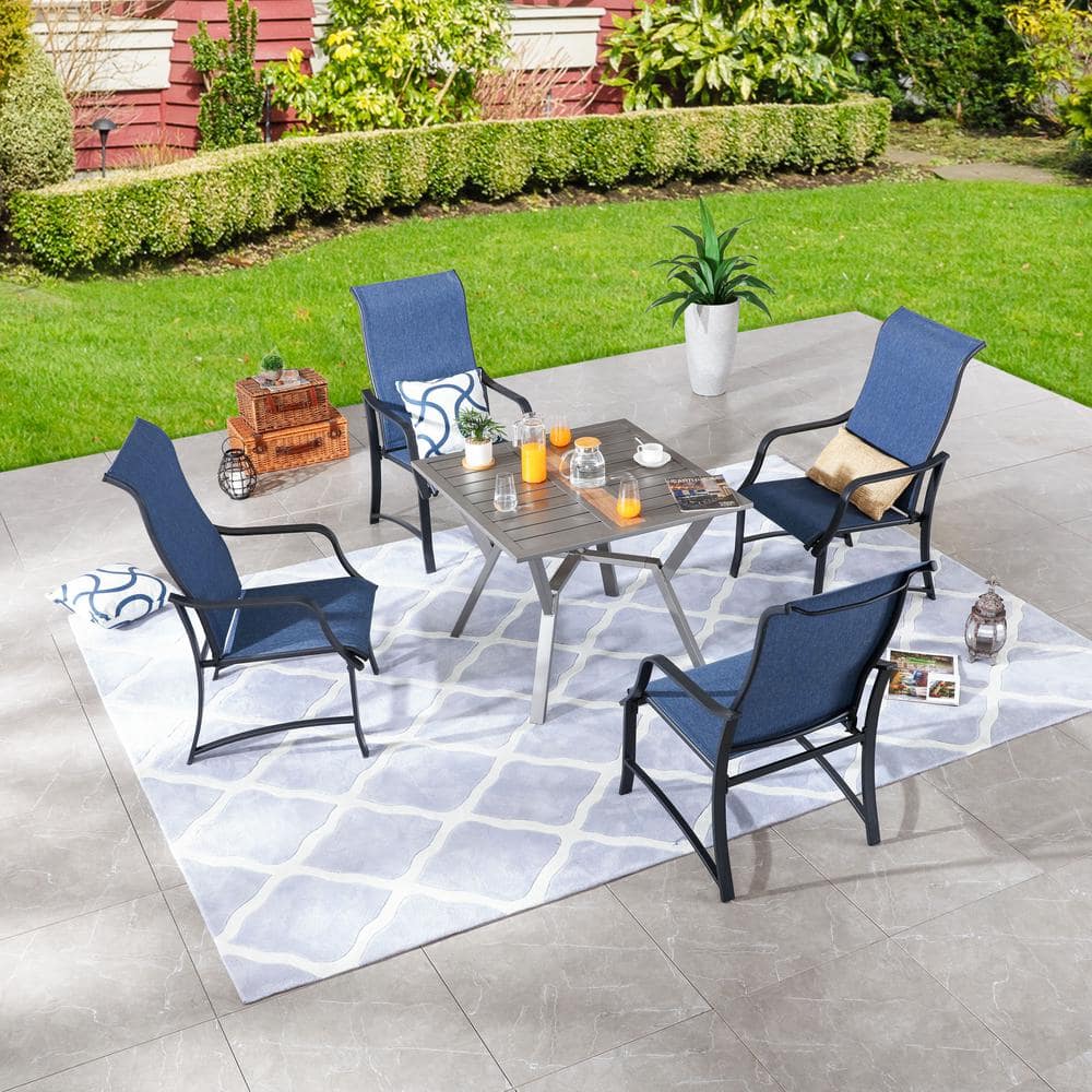 5-Piece Metal Rectangular Outdoor Dining Set