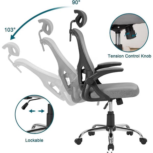Fabric Office Chair High Back Ergonomic Adjustable Headrest Armrest Me