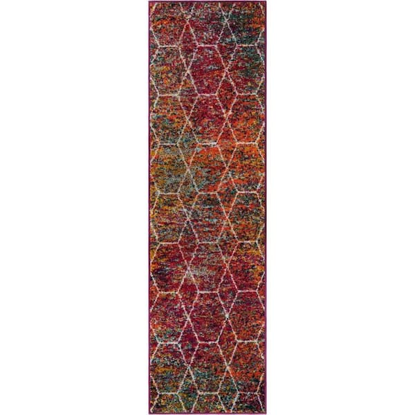 Trellis Frieze Geometric Multi 2 ft. x 7 ft. 1 in. Area Rug