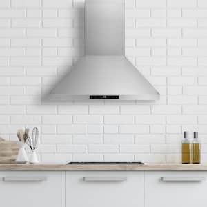 30 in. Convertible Wall Mount Range Hood with Changeable LED Touch Control Baffle Filters in Stainless Steel