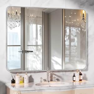 30 in. W x 40.1 in. H Modern Rectangular Aluminum Frame Silver Wall Mirror (Screws Included)