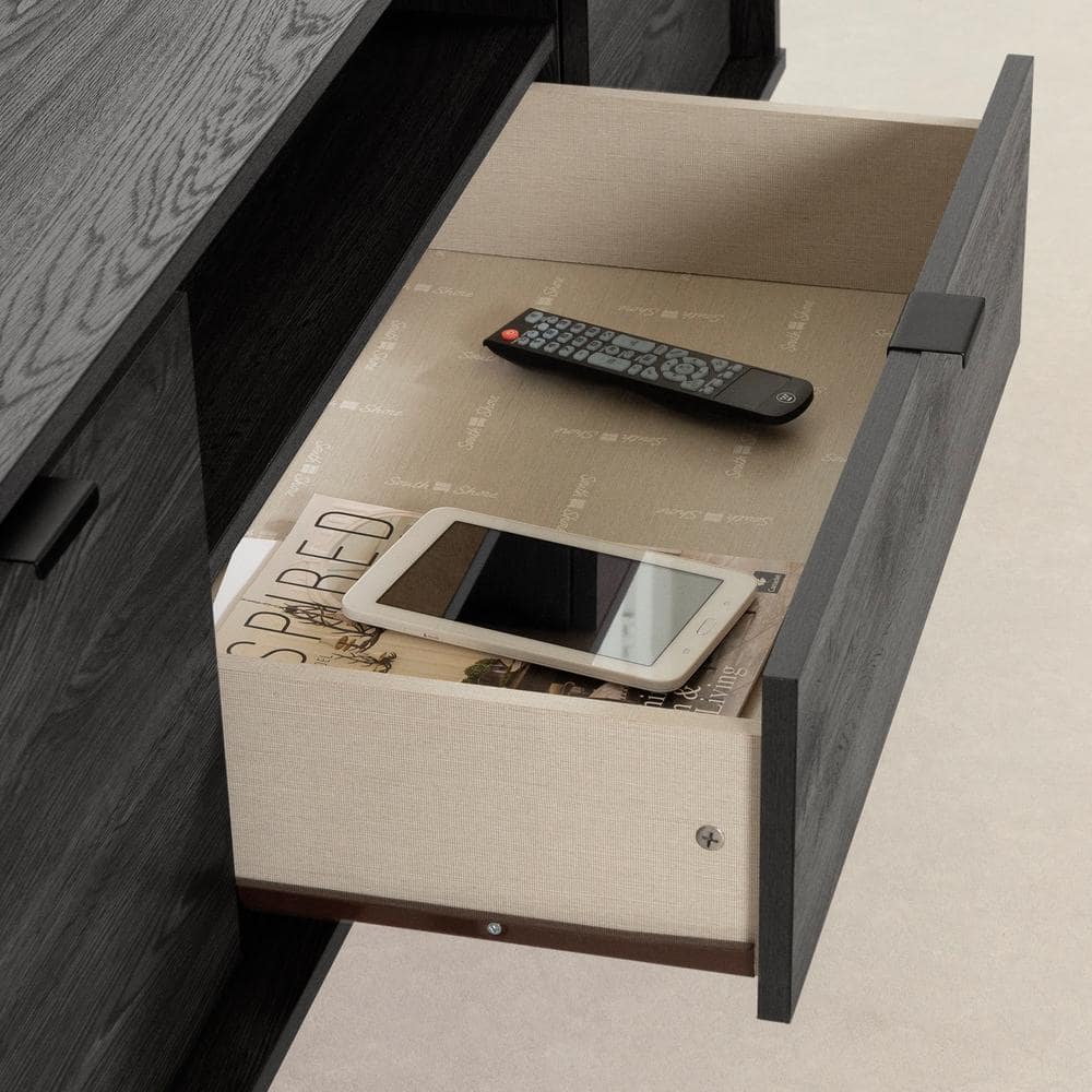 Gray Oak 75" TV Stand with Cabinet and Storage Shelves
