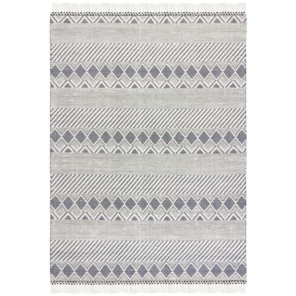 Natura 9 ft. x 12 ft. Ivory/Charcoal Chevron Striped Area Rug