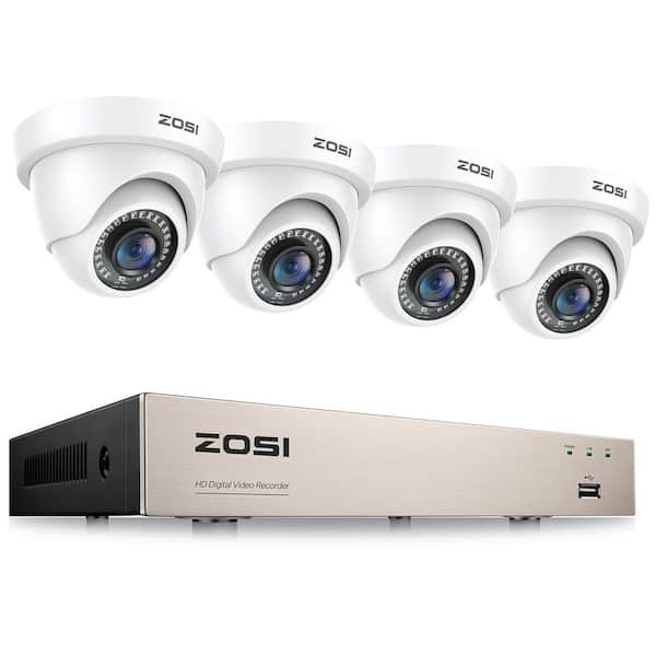 8-Channel H.265 Plus 3K-Lite DVR Home Security Camera System with 4 Wired 1080P FHD Outdoor Dome Cameras White
