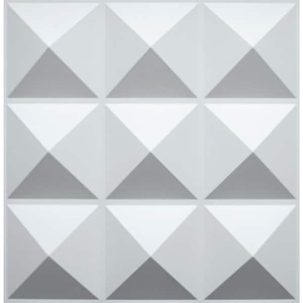 Dundee Deco Falkirk Ross 2/25 in. x 19.7 in. x 19.7 in. White PVC Diamonds 3D Decorative Wall Panel 5-Pack
