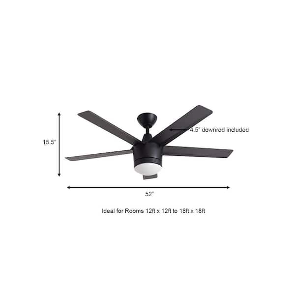 52" Matte Black LED Indoor/Outdoor Ceiling Fan with Light Kit 