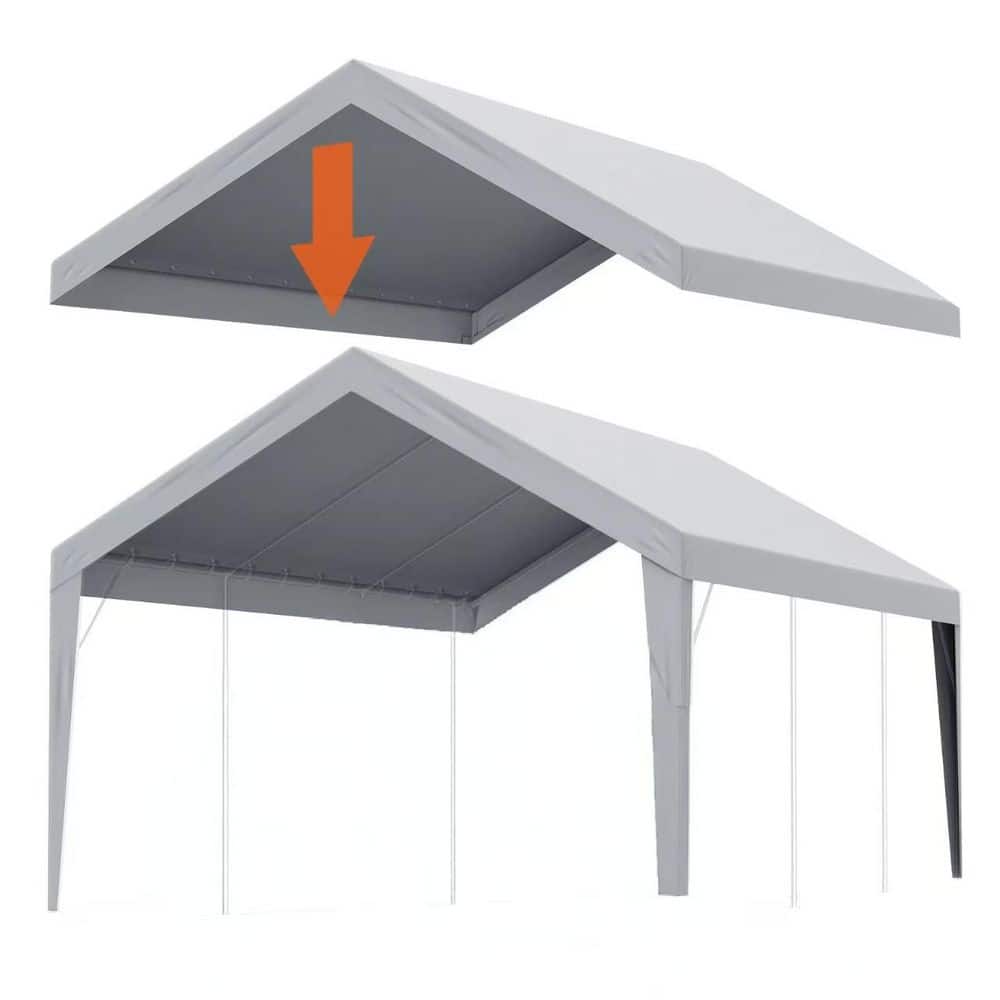 12 ft. x 20 ft. PE Woven Carport Replacement Canopy Cover Waterproof UV-Resistant Garage Top Tarp price history on PriceWatchPro