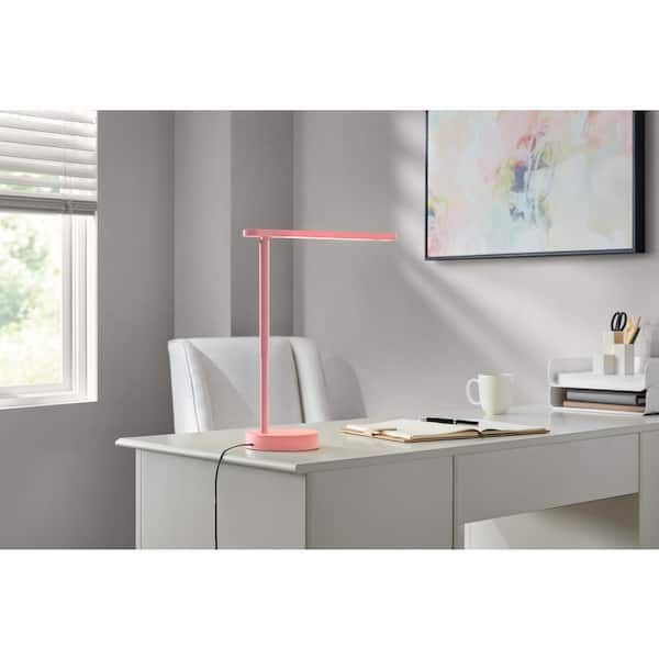 Hampton Bay 21 in. Pink Task Lamp LED with 5-Volt 2 Amp USB with Night Light