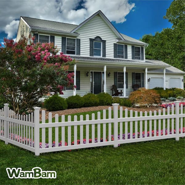 3.5 ft. H x 6 ft. W Permanent All American Vinyl Picket Fence Panel Kit with No-Dig Anchor and Cap