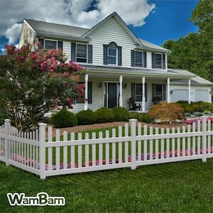 3.5 ft. H x 6 ft. W Permanent All American Vinyl Picket Fence Panel Kit with No-Dig Anchor and Cap