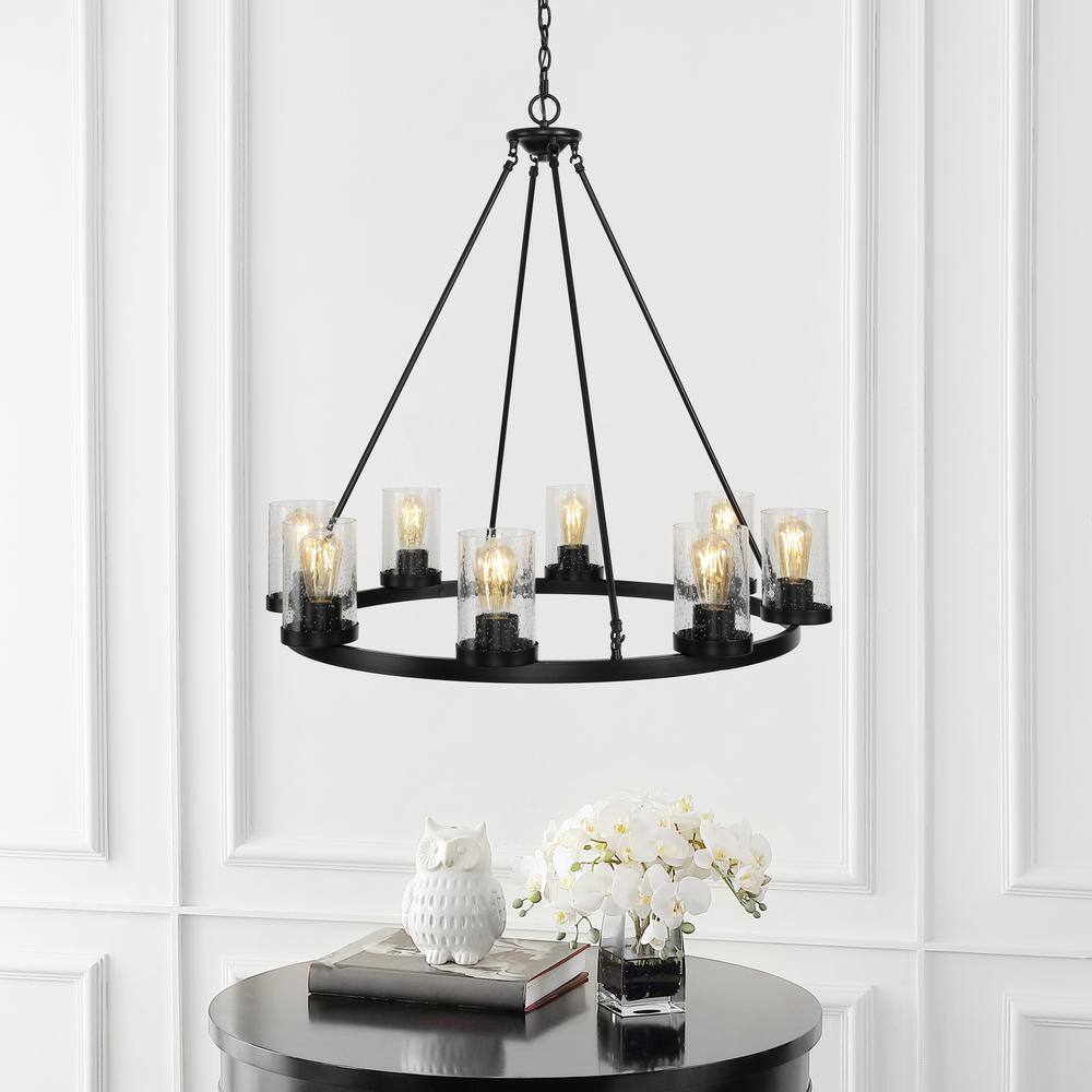 Pablo Ring 33.5" Oil-Rubbed Bronze & Seeded Glass LED Chandelier