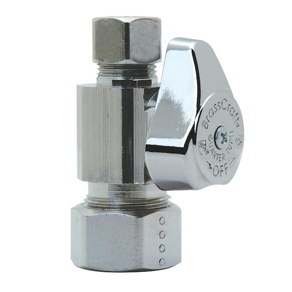 1/4 in. Nom Comp Inlet x 3/8 in. OD Comp Outlet Brass 1/4-Turn Angle Stop