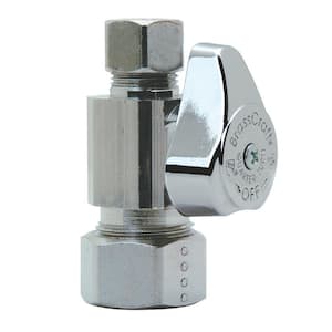 1/4 in. Nom Comp Inlet x 3/8 in. OD Comp Outlet Brass 1/4-Turn Angle Stop