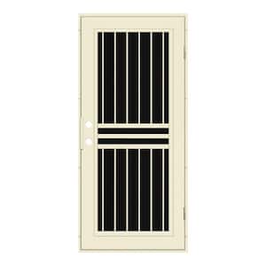 Plain Bar 30 in. x 80 in. Right-Hand/Outswing Beige Aluminum Security Door with Charcoal Insect Screen
