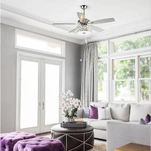 52 in. Indoor Chrome Chandelier Ceiling Fan with Crystal Light Kit and Remote Control Included