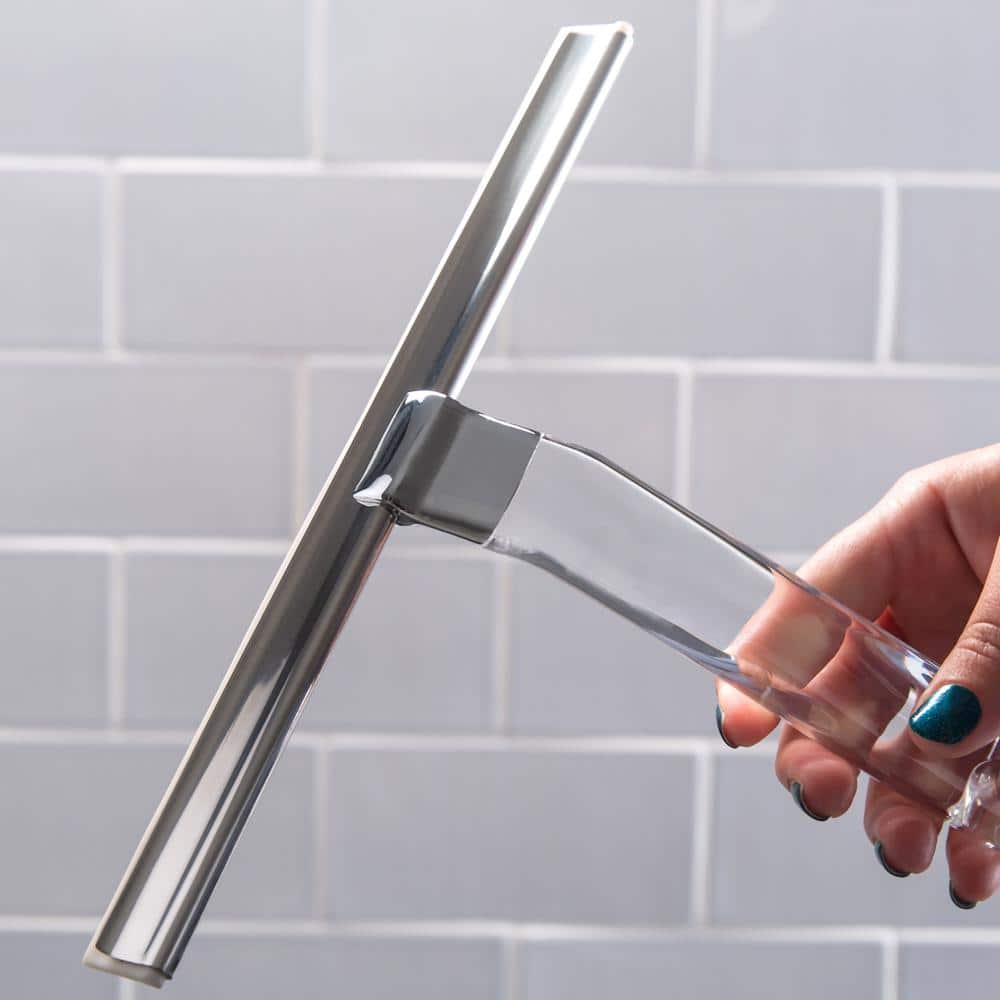 10-Inch Stainless Steel Shower Squeegee with Clear Acrylic Handle