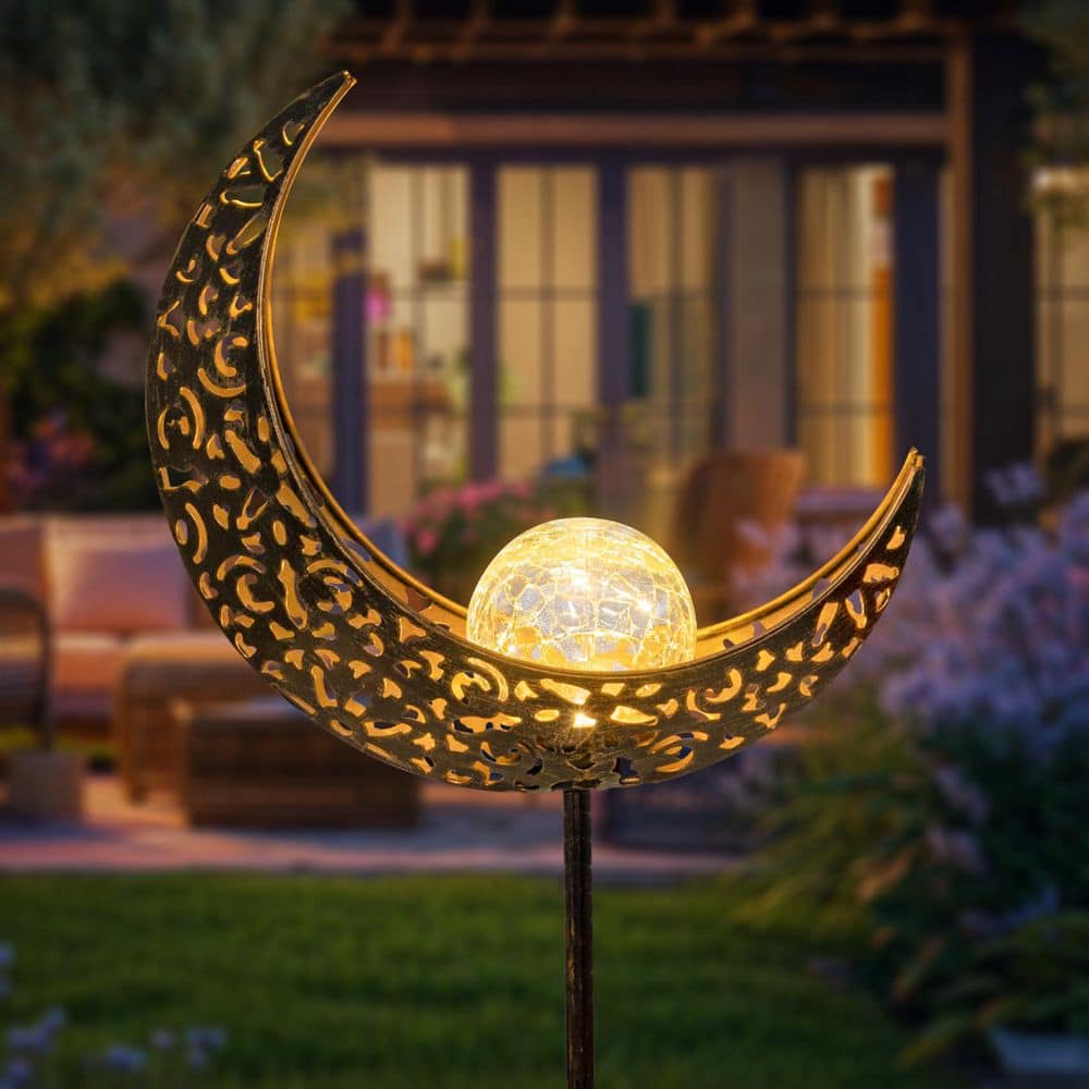Fantasy Series Large Size Bronze Metal Solar Crescent Moon Garden Light, Weatherproof Outdoor Patio & Yard Decor, 1 Pack price history on PriceWatchPro