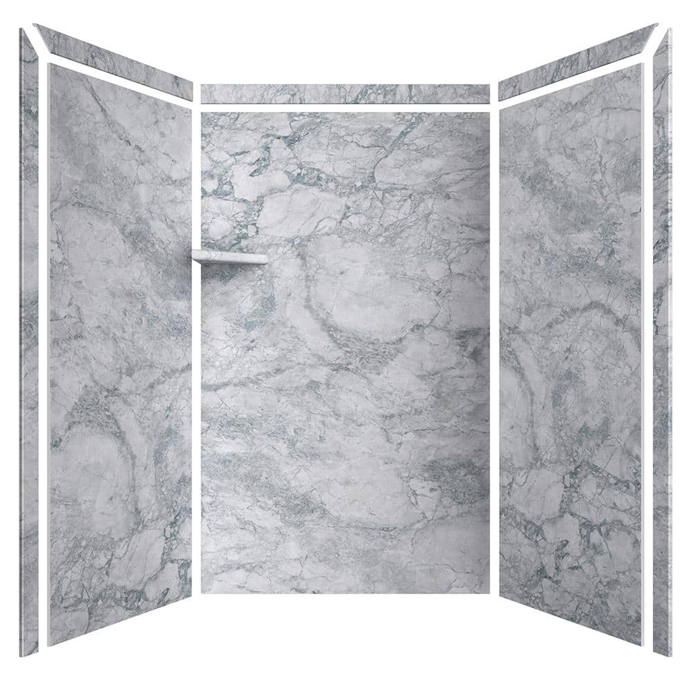 Elegance Everest Gray Marble 80" Alcove Shower Surround