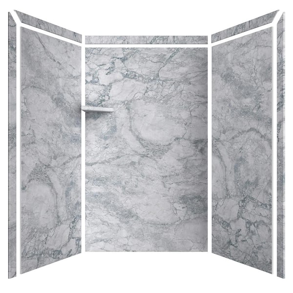 Elegance 36 in. x 48 in. x 80 in. 9-Piece Easy Up Adhesive Alcove Shower Wall Surround in Everest