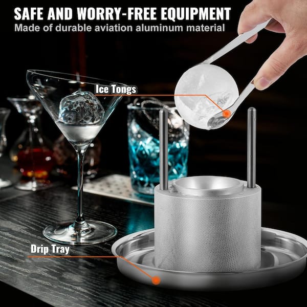 Ice Ball Press for Perfect Cocktails. Creating Crystal-Clear Balls 55MM. Your Home bar., Silver