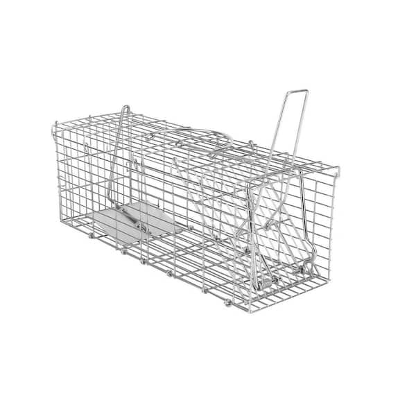 Foldable Humane Rat Trap Cage-Galvanized Iron, Detachable L-Rod, Mice Control Bait Catch