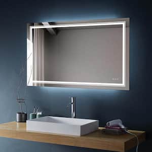 72 in. W x 36 in. H Rectangular Frameless LED Anti-Fog Wall Mounted White Modern Style Bathroom Vanity Mirror