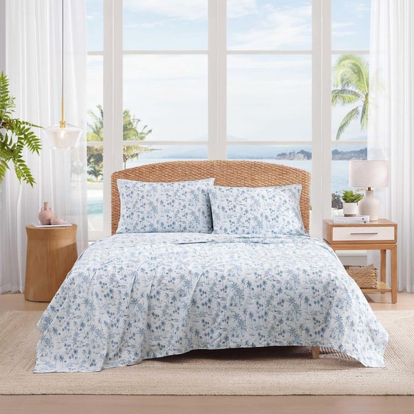 Surfside 3-Piece Fresh Blue Cotton Percale Twin Sheet Set