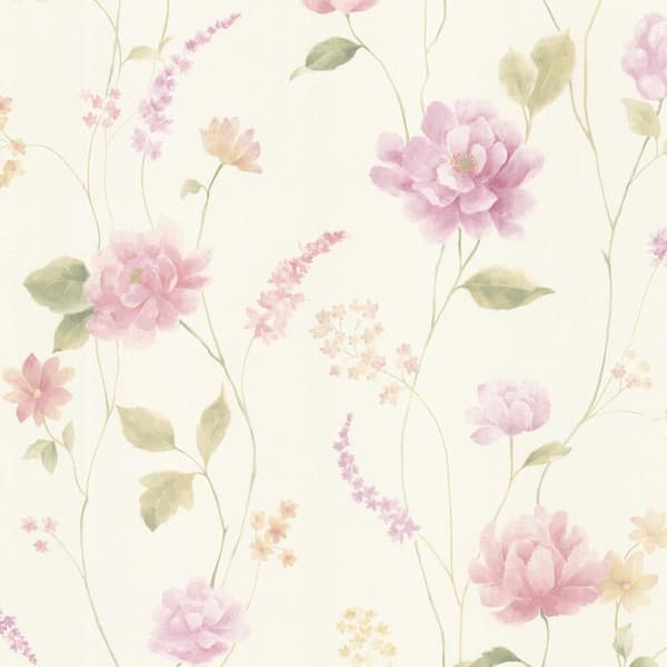 Brewster Hanne Purple Floral Pattern Vinyl Peelable Roll Wallpaper (Covers 56.4 sq. ft.)