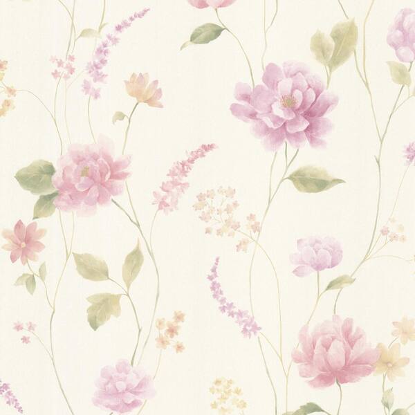 Brewster Hanne Purple Floral Pattern Purple Wallpaper Sample