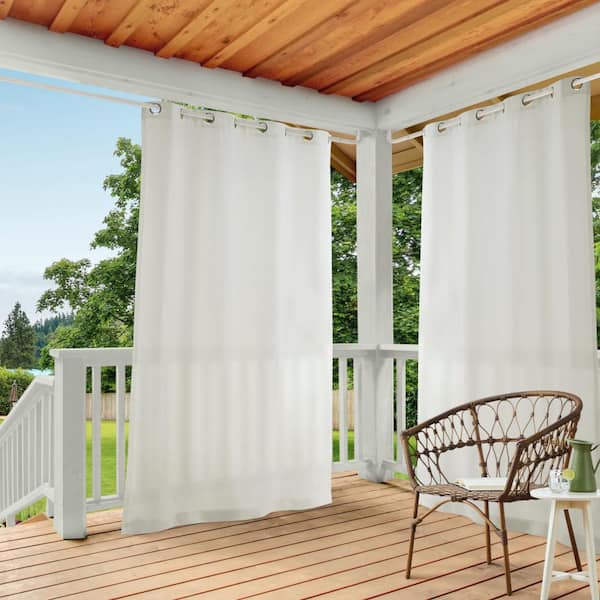 EXCLUSIVE HOME Cabana Vanilla Solid Light Filtering Grommet Top Indoor/Outdoor Curtain, 54 in. W x 96 in. L (Set of 2)