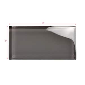 Modern Pebble Gray 3 in. x 6 in. x 8 mm Glossy Glass Subway Wall Tile (8.75 sq. ft./Case)