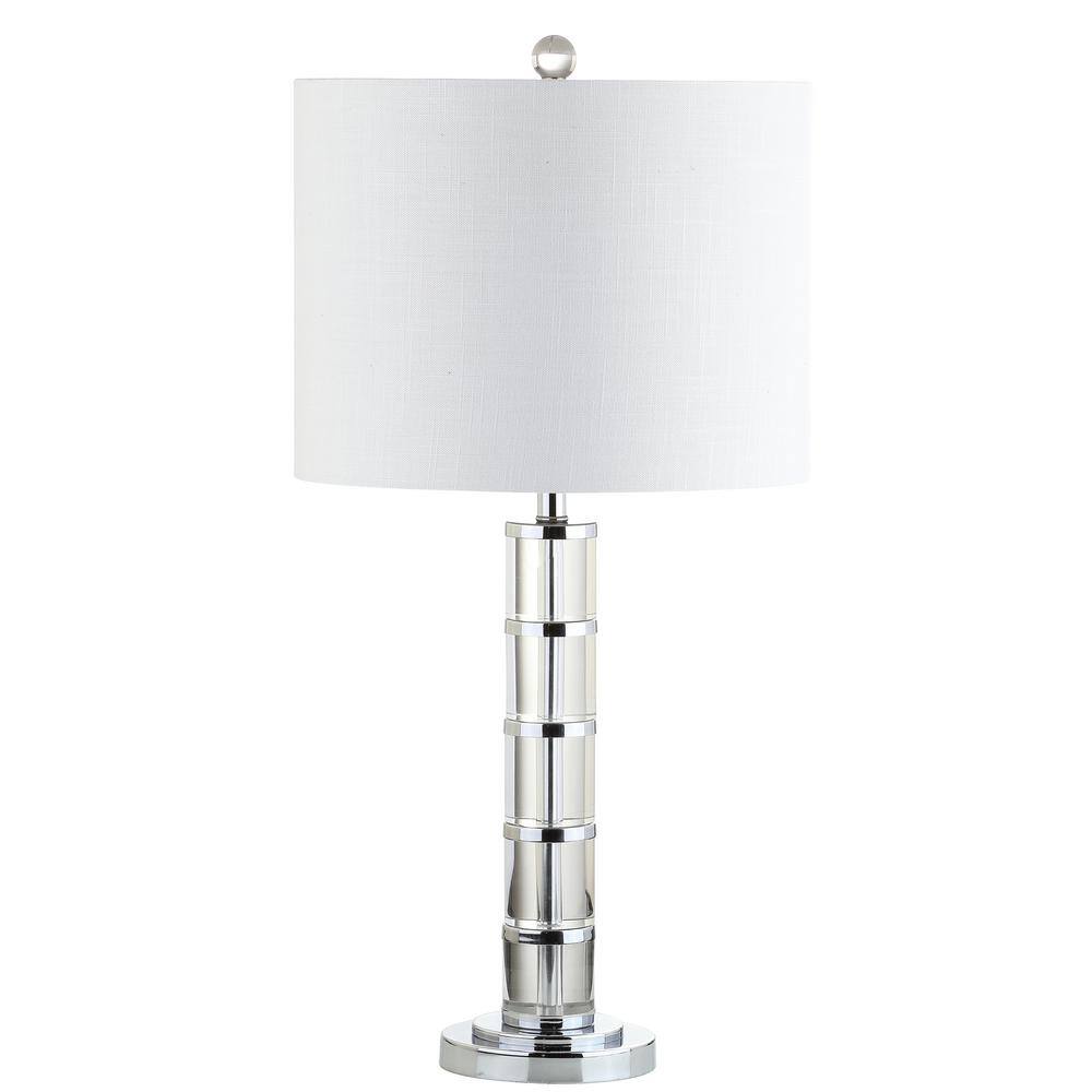 Hailey 26" Antique Crystal & Chrome Table Lamp with White Linen Shade